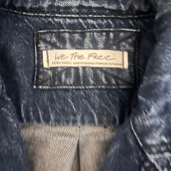 Free People We The Free Izzie Cargo Denim Shirt Jacket Shacket Indigo Blue XS - Picture 5 of 8